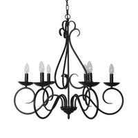 6 Lights Swirled Arm Chandelier Light Kit Traditional Black Metal Suspension Light - Rebooters