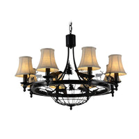 6 Lights Fabric Chandelier Light Fixture Traditional Black Cone - Rebooters