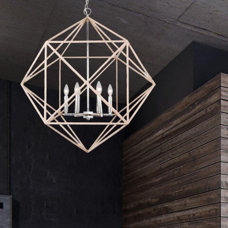 4 Heads Dining Room Hanging Chandelier Contemporary Beige Ceiling Pendant Light - Rebooters