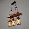 3 Lights Chandelier Nautical Cylinder Clear Glass Light Brown - Rebooters