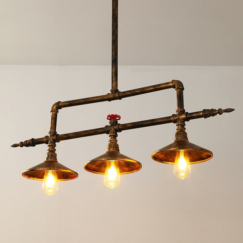 Metal Ceiling Chandelier Industrial Rust Piping Light Fixture - Rebooters