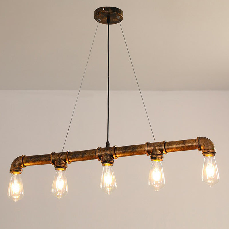 Metal Ceiling Chandelier Industrial Rust Piping Light Fixture - Rebooters