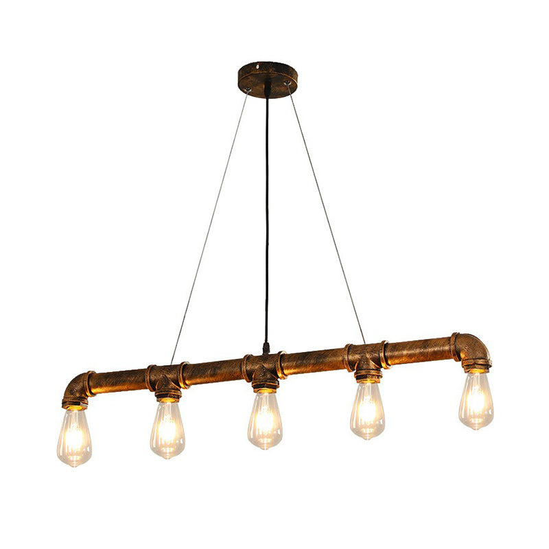 Metal Ceiling Chandelier Industrial Rust Piping Light Fixture - Rebooters