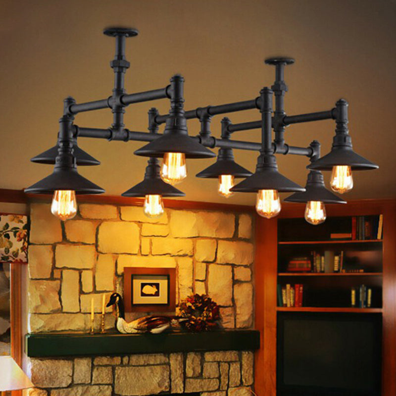 Black Piping Pendant Lighting Industrial Iron Chandelier - Rebooters