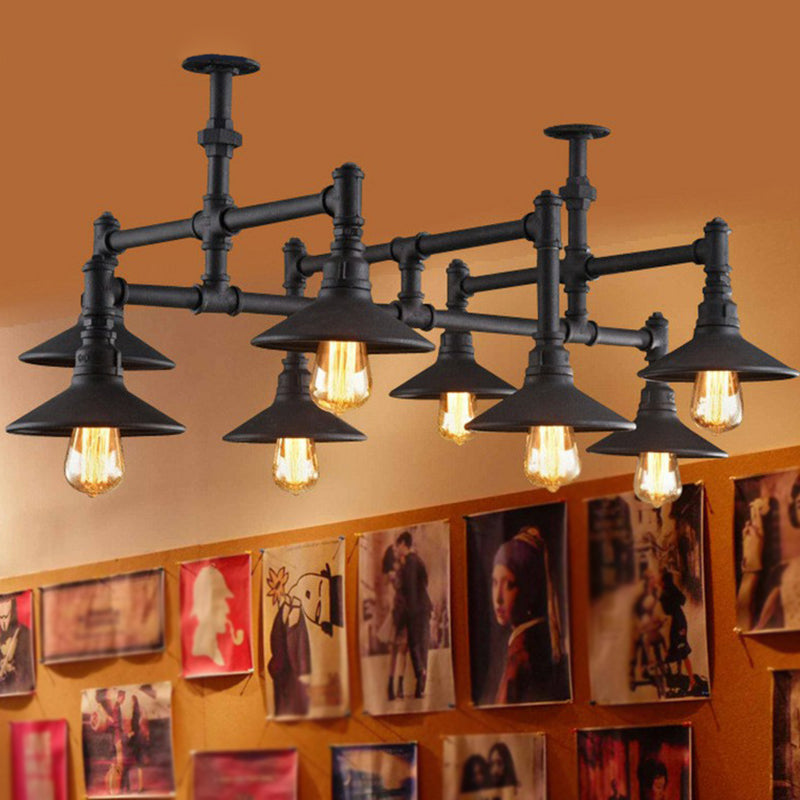 Black Piping Pendant Lighting Industrial Iron Chandelier - Rebooters