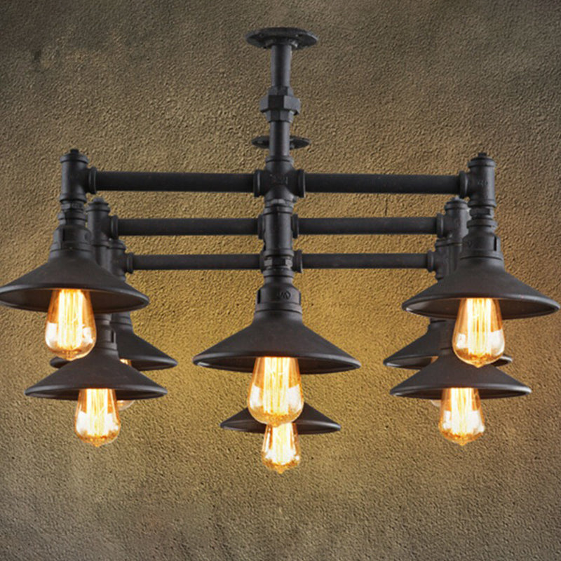 Black Piping Pendant Lighting Industrial Iron Chandelier - Rebooters