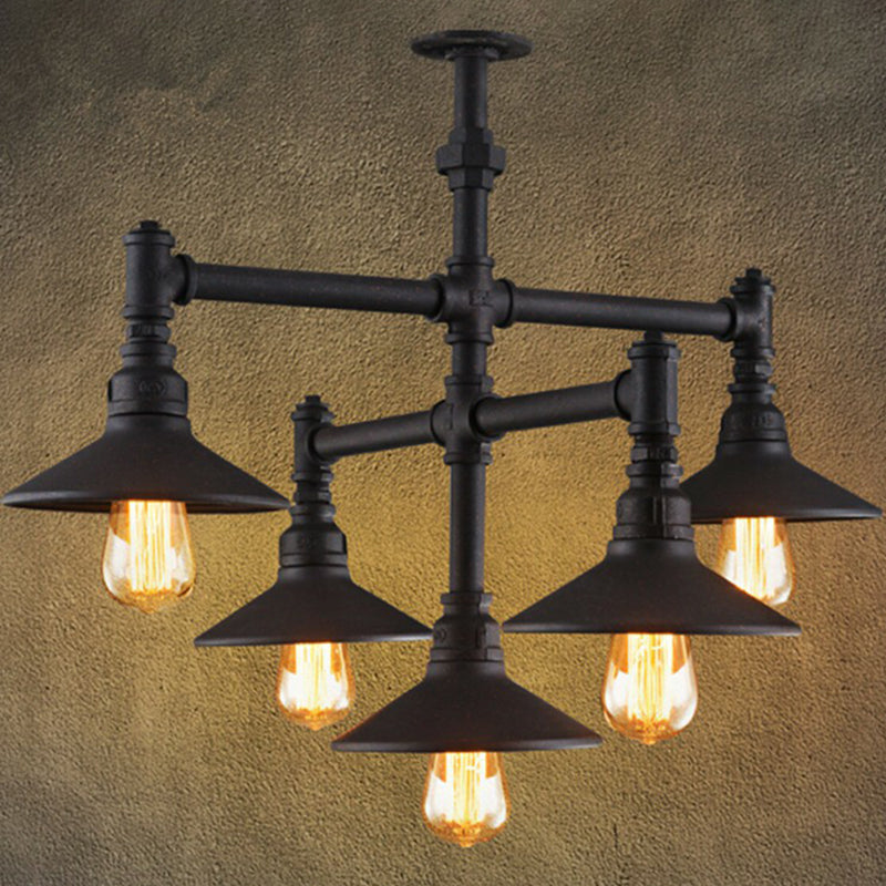 Black Piping Pendant Lighting Industrial Iron Chandelier - Rebooters