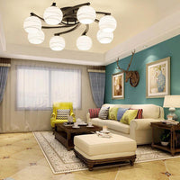 Black 3/5/8 Lights Ceiling Mount White Glass Semi Flush Light - Rebooters