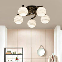 Black 3/5/8 Lights Ceiling Mount White Glass Semi Flush Light - Rebooters