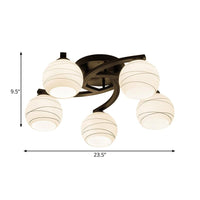 Black 3/5/8 Lights Ceiling Mount White Glass Semi Flush Light - Rebooters