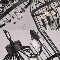 4 Lights Birdcage Chandelier Lighting Rustic Black Metal Pendant Light - Rebooters