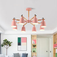 8 Bulbs Living Room Chandelier Macaron Wood Pendant Light - Rebooters
