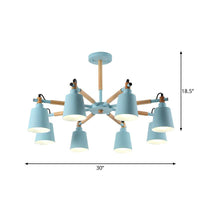 8 Bulbs Living Room Chandelier Macaron Wood Pendant Light - Rebooters