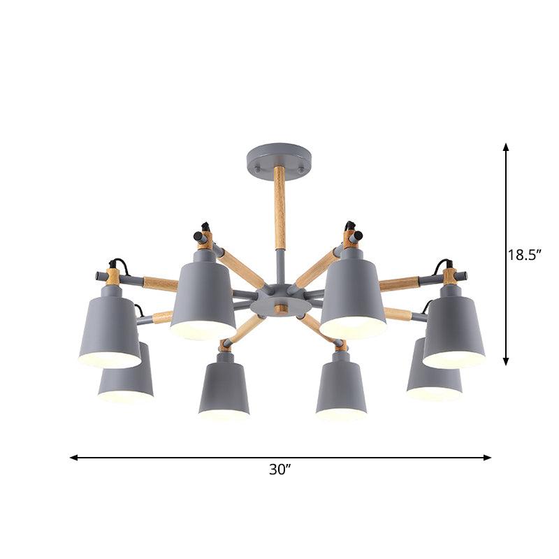 8 Bulbs Living Room Chandelier Macaron Wood Pendant Light - Rebooters