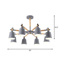 8 Bulbs Living Room Chandelier Macaron Wood Pendant Light - Rebooters