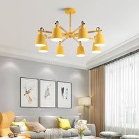 8 Bulbs Living Room Chandelier Macaron Wood Pendant Light - Rebooters