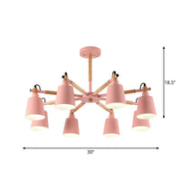 8 Bulbs Living Room Chandelier Macaron Wood Pendant Light - Rebooters
