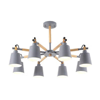 8 Bulbs Living Room Chandelier Macaron Wood Pendant Light - Rebooters