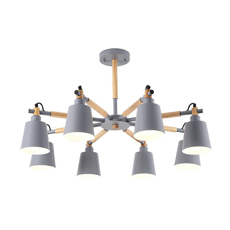 8 Bulbs Living Room Chandelier Macaron Wood Pendant Light - Rebooters