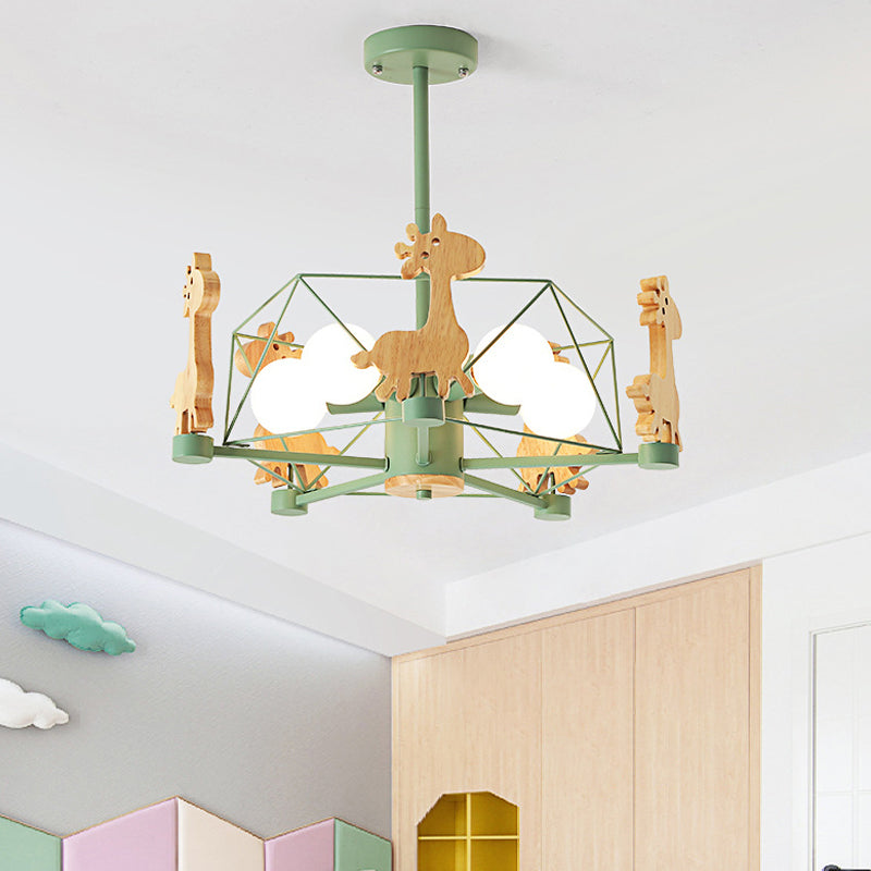 Macaron Cage Ceiling Pendant Light 4-Head Chandelier - Rebooters