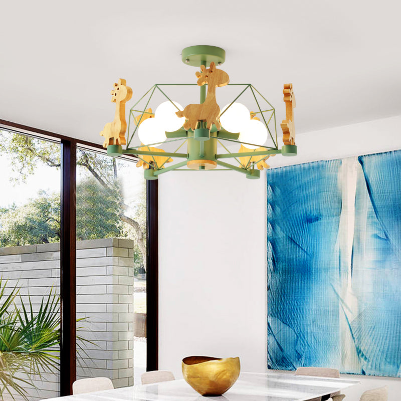 Macaron Cage Ceiling Pendant Light 4-Head Chandelier - Rebooters