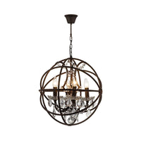 4 Lights Metal Hanging Chandelier Country Black Globe Pendant Light - Rebooters