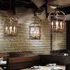 Red Brown Rectangle Frame Pendant Lighting Rustic Metal 4/8 Lights Chandelier Lamp - Rebooters