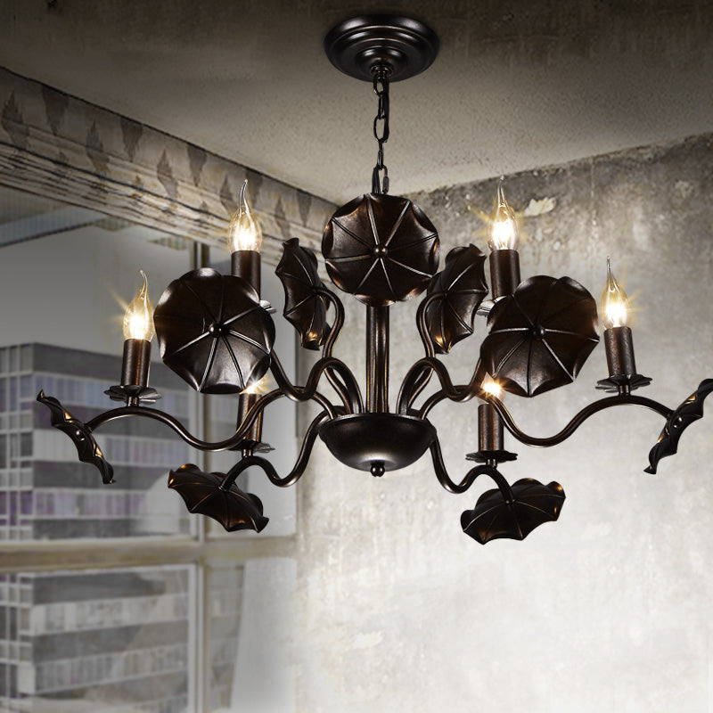 Metal Candle Hanging Chandelier Country 6 Lights Pendant Light - Rebooters