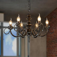 6 Lights Branch Chandelier Lighting Rustic Antique Black Metal Pendant Light - Rebooters