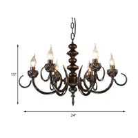 6 Lights Branch Chandelier Lighting Rustic Antique Black Metal Pendant Light - Rebooters