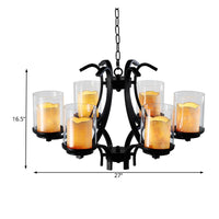 6 Lights Dining Room Ceiling Lamp Country Black Chandelier - Rebooters
