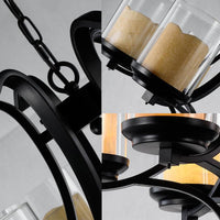 6 Lights Dining Room Ceiling Lamp Country Black Chandelier - Rebooters