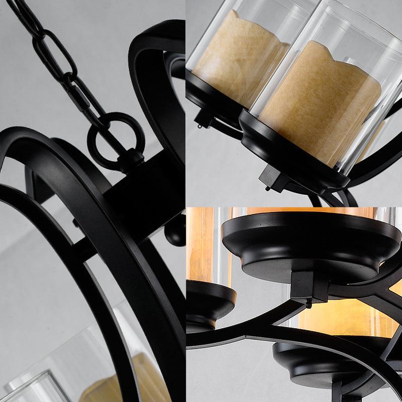 6 Lights Dining Room Ceiling Lamp Country Black Chandelier - Rebooters