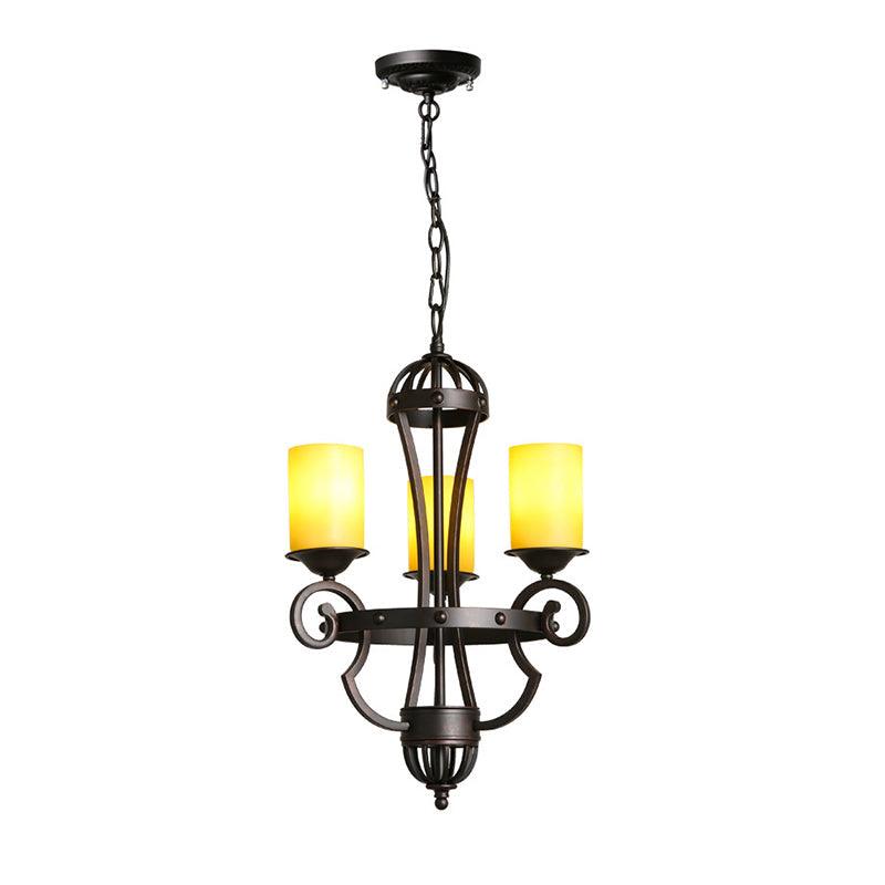 3 Lights Dining Room Chandelier Light Rustic Black Fixture - Rebooters