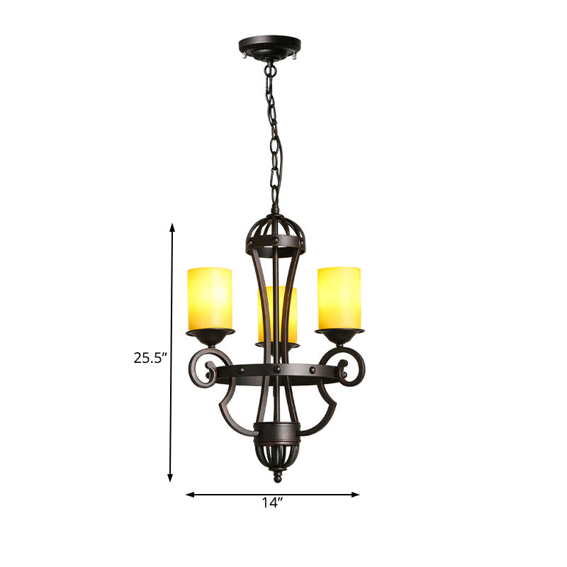 3 Lights Dining Room Chandelier Light Rustic Black Fixture - Rebooters