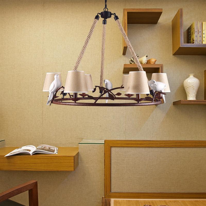 Vintage Wheel Metal Chandelier Lighting 6 Lights Pendant Rust - Rebooters