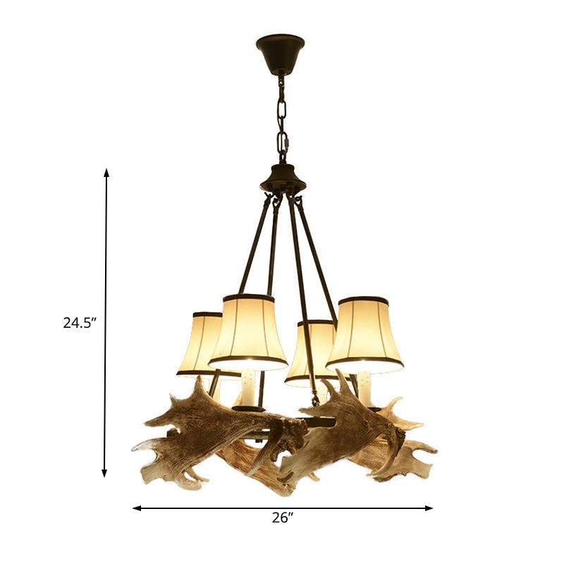 Tapered Dining Room Ceiling Chandelier Rustic Resin 4 Lights - Rebooters