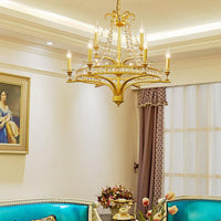 9 Lights Candle Chandelier Lighting Rustic Gold Pendant Lamp - Rebooters