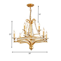 9 Lights Candle Chandelier Lighting Rustic Gold Pendant Lamp - Rebooters