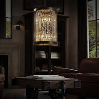 6 Lights Cylinder Chandelier Light Country Black Metal Fixture - Rebooters