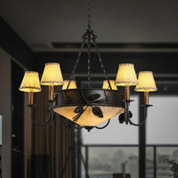 9 Lights Ceiling Light Country Domed Frosted Glass Chandelier in Black - Rebooters