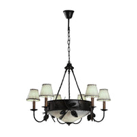 9 Lights Ceiling Light Country Domed Frosted Glass Chandelier in Black - Rebooters