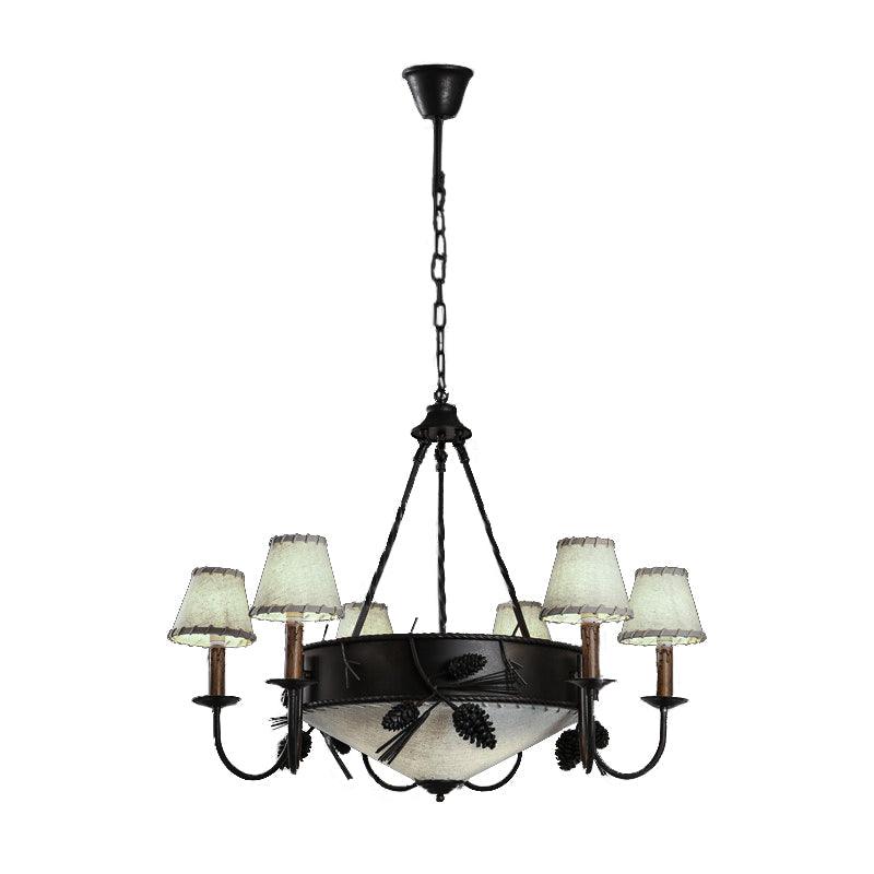 9 Lights Ceiling Light Country Domed Frosted Glass Chandelier in Black - Rebooters
