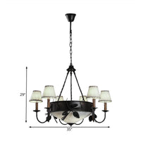 9 Lights Ceiling Light Country Domed Frosted Glass Chandelier in Black - Rebooters