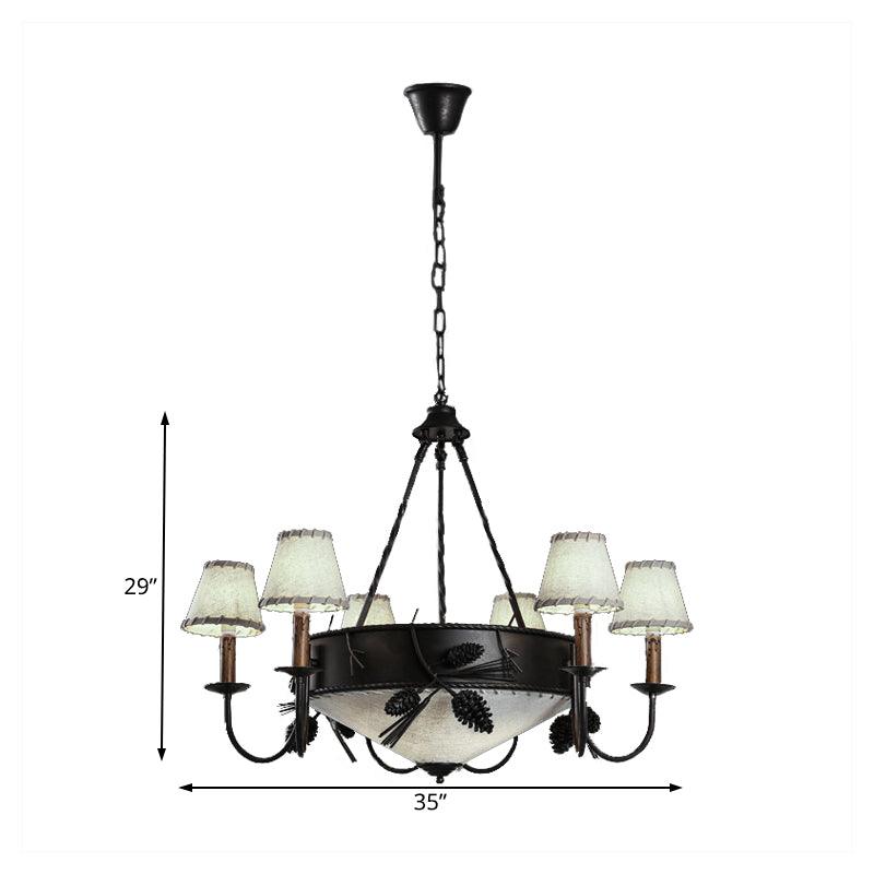 9 Lights Ceiling Light Country Domed Frosted Glass Chandelier in Black - Rebooters