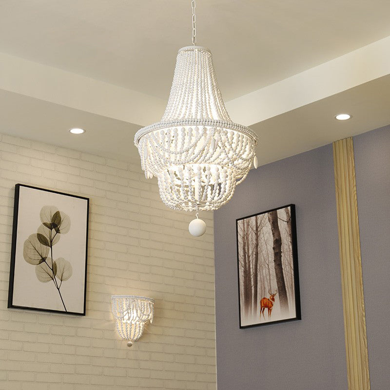 Jar Empire Chandelier Modern Wood 8 Bulbs Ceiling Light White - Rebooters