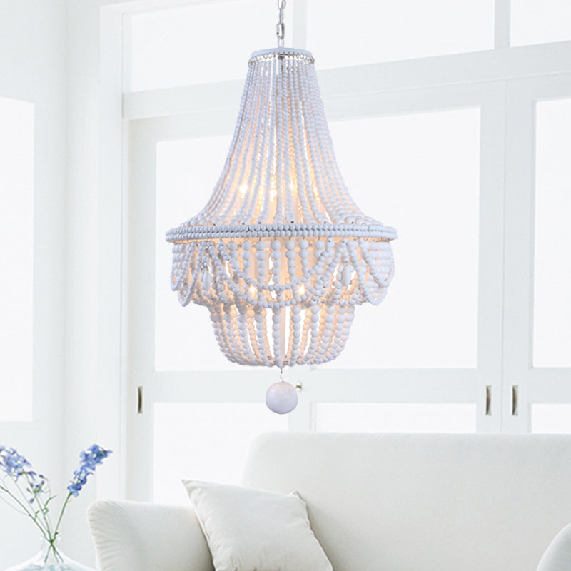 Jar Empire Chandelier Modern Wood 8 Bulbs Ceiling Light White - Rebooters