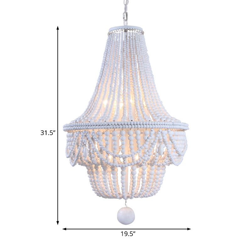 Jar Empire Chandelier Modern Wood 8 Bulbs Ceiling Light White - Rebooters