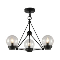 Ball Living Room Chandelier Pendant Clear Frosted Glass 3 Lights Modern Ceiling Light Black Triangle Design - Rebooters