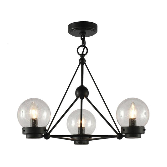 Ball Living Room Chandelier Pendant Clear Frosted Glass 3 Lights Modern Ceiling Light Black Triangle Design - Rebooters